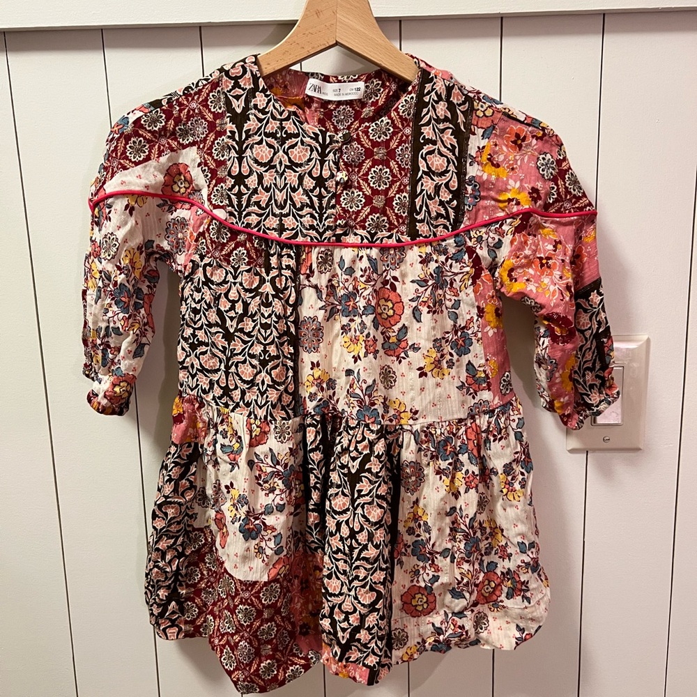 EUC ZARA Kids Girls Size 7 Boho Dress. Full slip lining. Runs small (4-5 yrs)